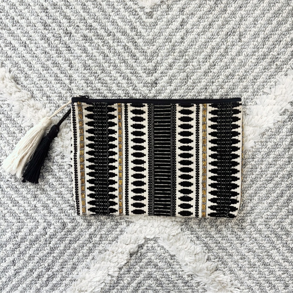 Boho Black & Cream Clutch Bag
